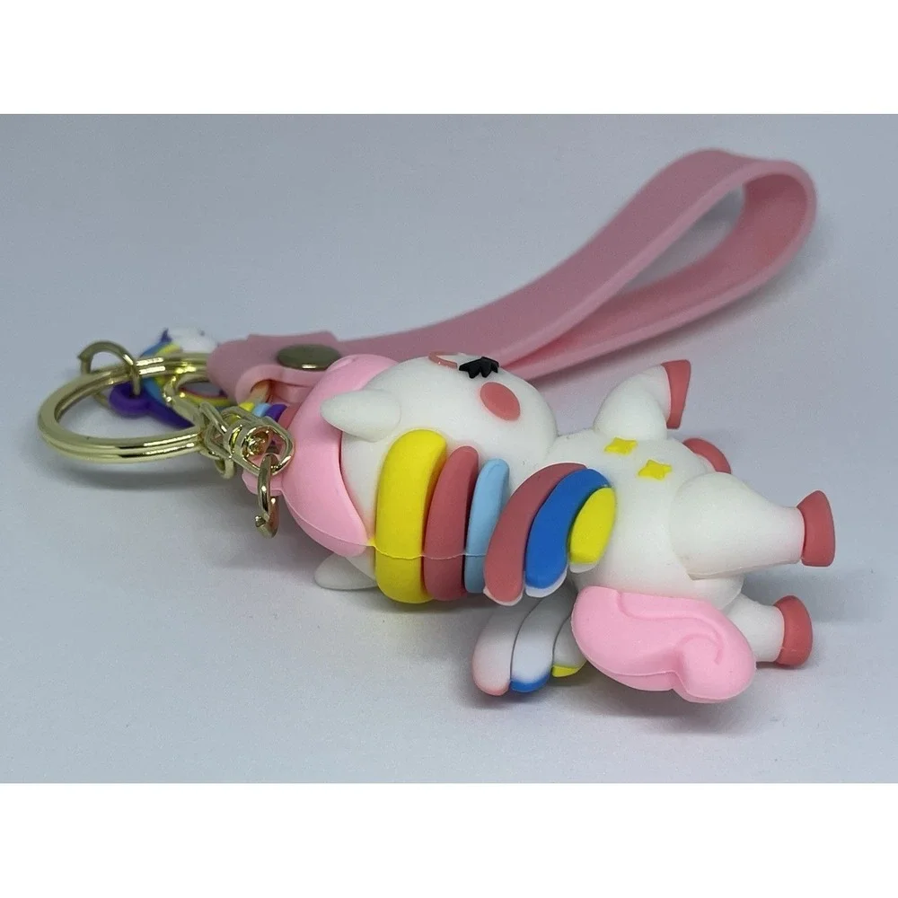 UNICORN Rainbow Keyring Keychain Bag Purse Charm Pink  Key Ring Holder